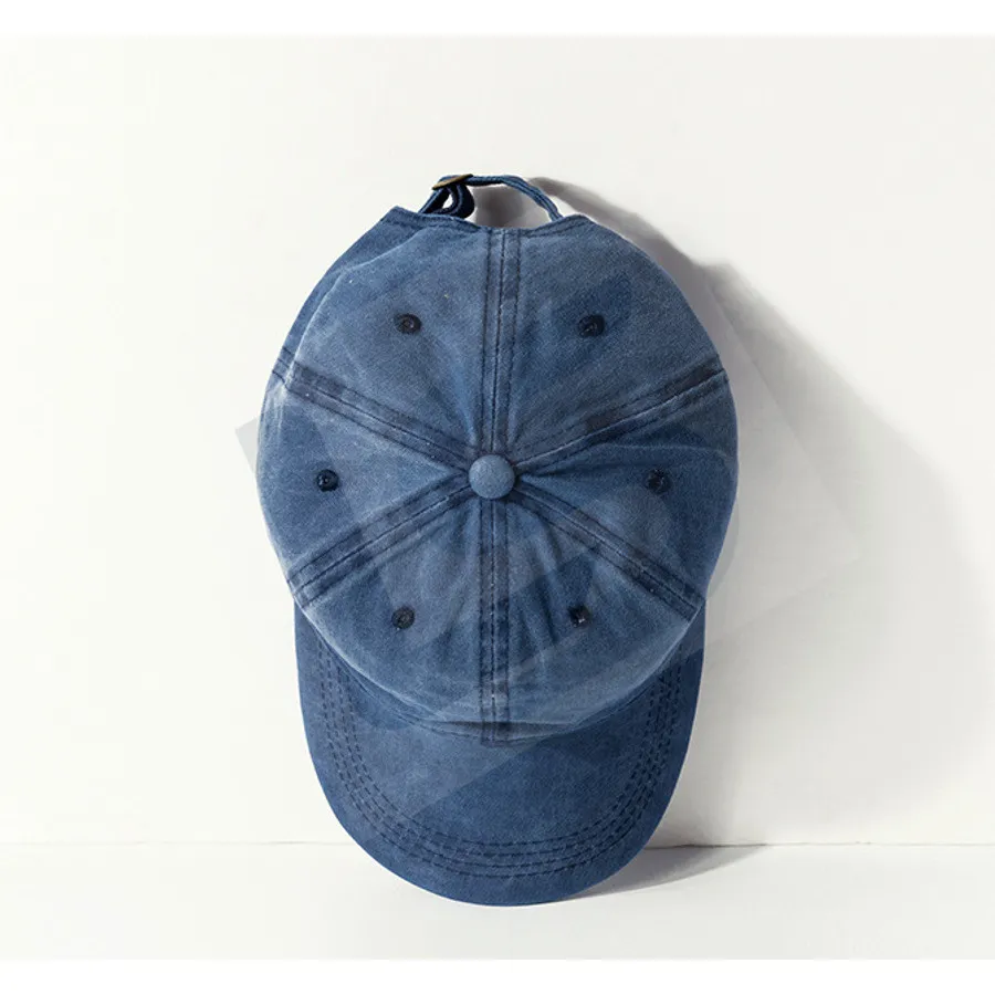 LS-B0449 Unisex Vintage-Wash Streetwear Cap in Denim Blue, original product photograph