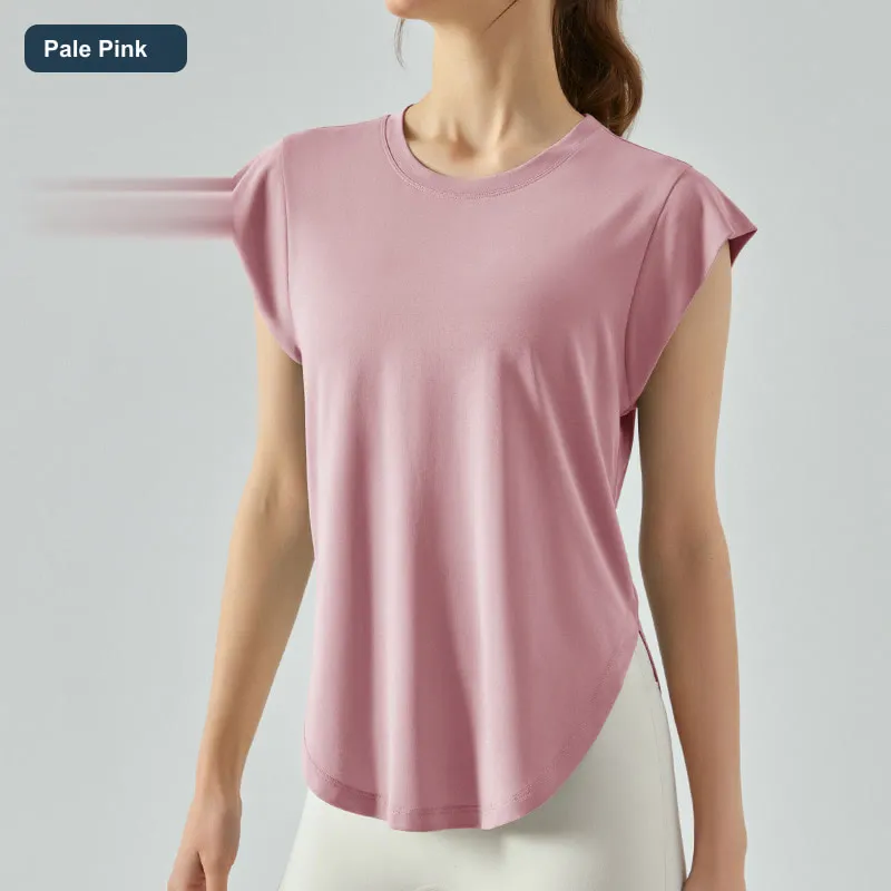 LS-B0455 Women's Relaxed Modal Yoga Tank in Pale Pink, original product photograph