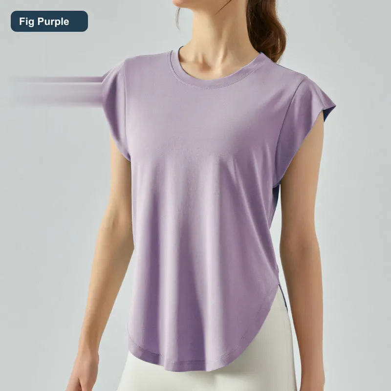 LS-B0455 Women's Relaxed Modal Yoga Tank in Fig Purple, original product photograph