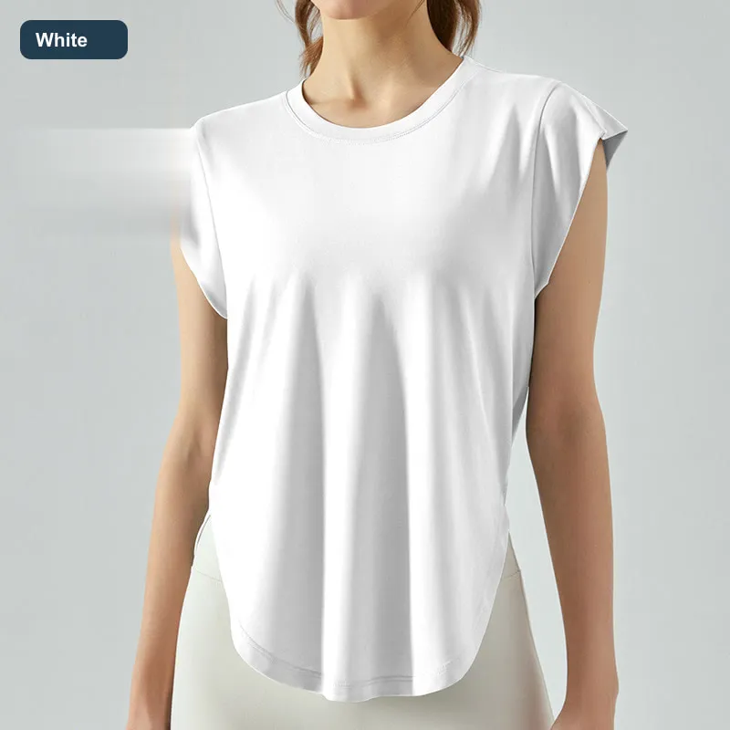 LS-B0455 Women's Relaxed Modal Yoga Tank in White, original product photograph