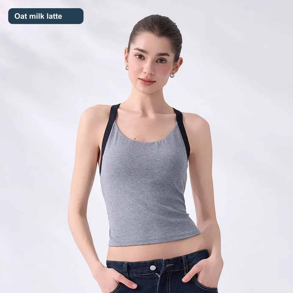 LS-B0467 Women's Modal Yoga Tank in Oat milk latte, original product photograph