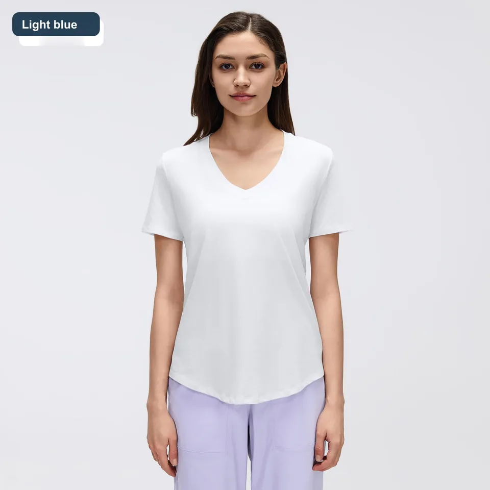 LS-B0469 Women's Lyocell Yoga T-Shirt in Light blue, original product photograph