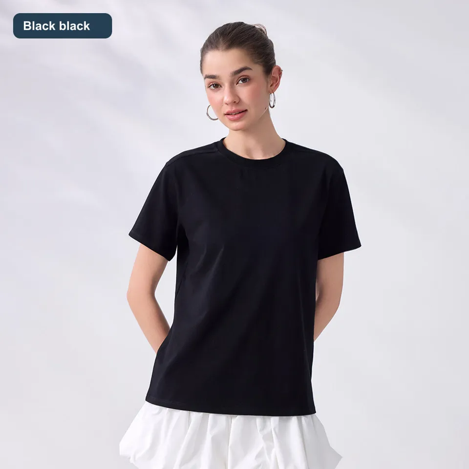 LS-B0472 Women's Cotton Yoga T-Shirt in Black black, original product photograph