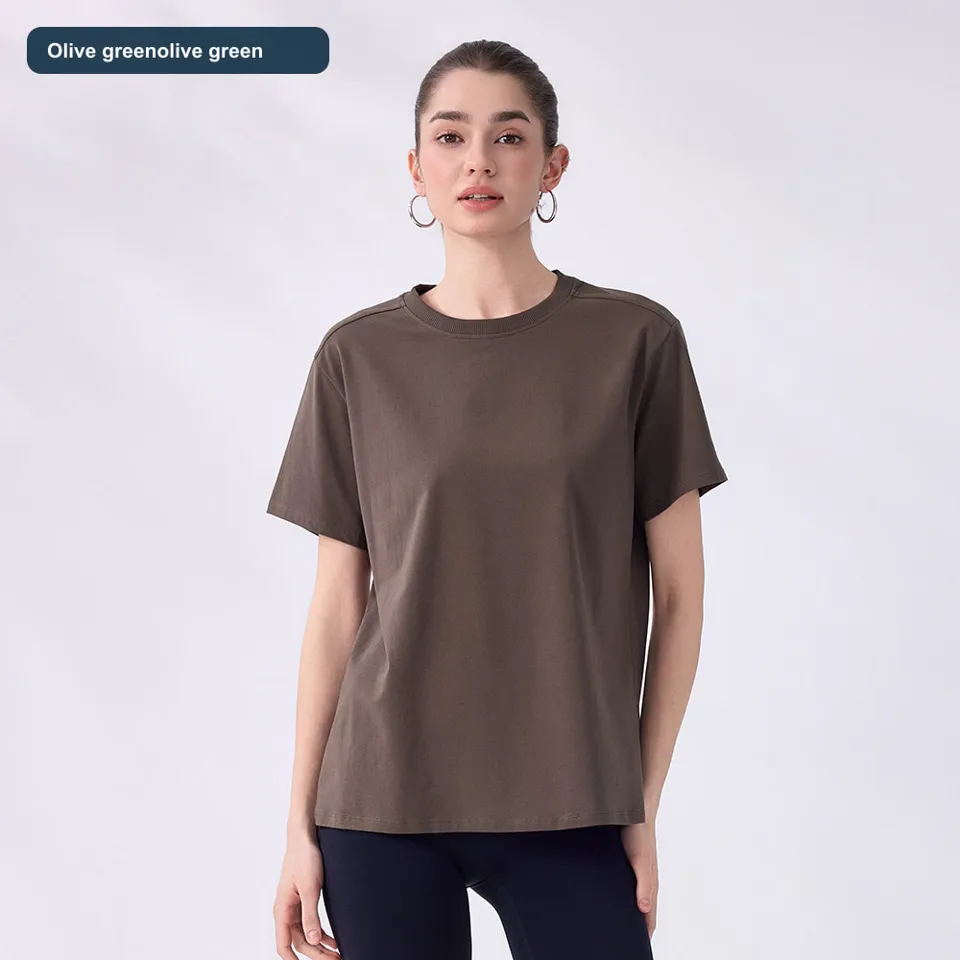 LS-B0472 Women's Cotton Yoga T-Shirt in Olive greenolive green, original product photograph