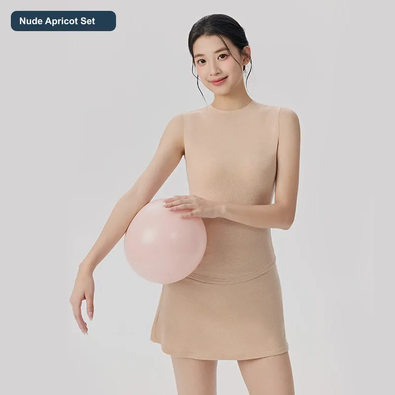 LS-B0514 Women's Lyocell-Wool Tennis Set in Nude Apricot Set, original product photograph