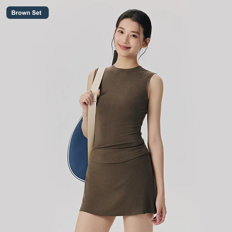 LS-B0514 Women's Lyocell-Wool Tennis Set in Brown Set, original product photograph