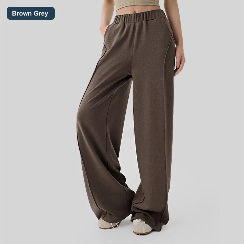 LS-B0522 Women's Lyocell-Cotton Thermal Wide-Leg Pants in Brown Grey, original product photograph