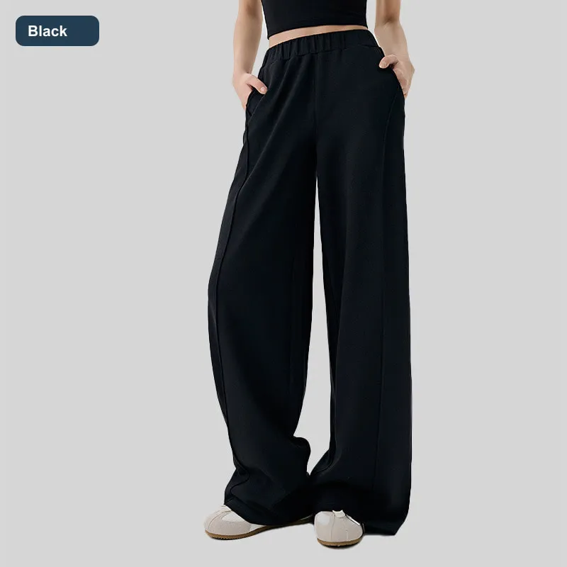 LS-B0522 Women's Lyocell-Cotton Thermal Wide-Leg Pants in Black, original product photograph