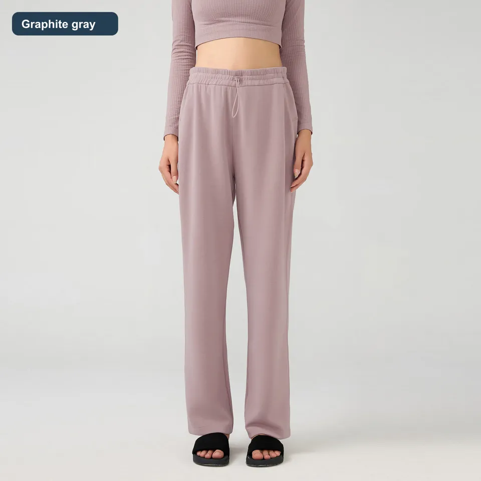 LS-B0524 Women's Cotton Wide-Leg Pants in Graphite gray, original product photograph