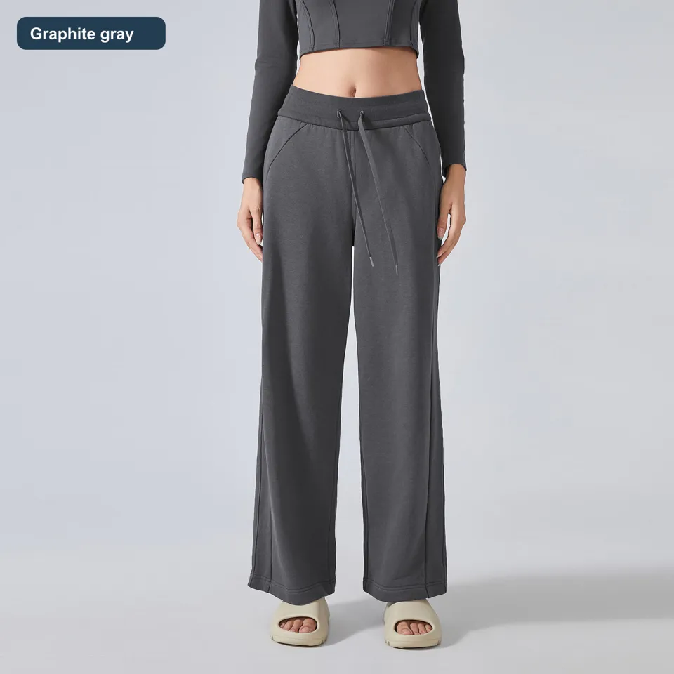 LS-B0537 Women's Cotton Wide-Leg Pants in Graphite gray, original product photograph