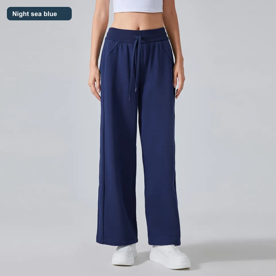 LS-B0537 Women's Cotton Wide-Leg Pants in Night sea blue, original product photograph