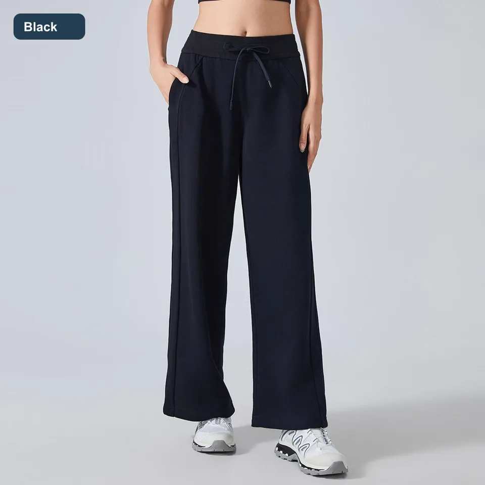 LS-B0537 Women's Cotton Wide-Leg Pants in Black, original product photograph