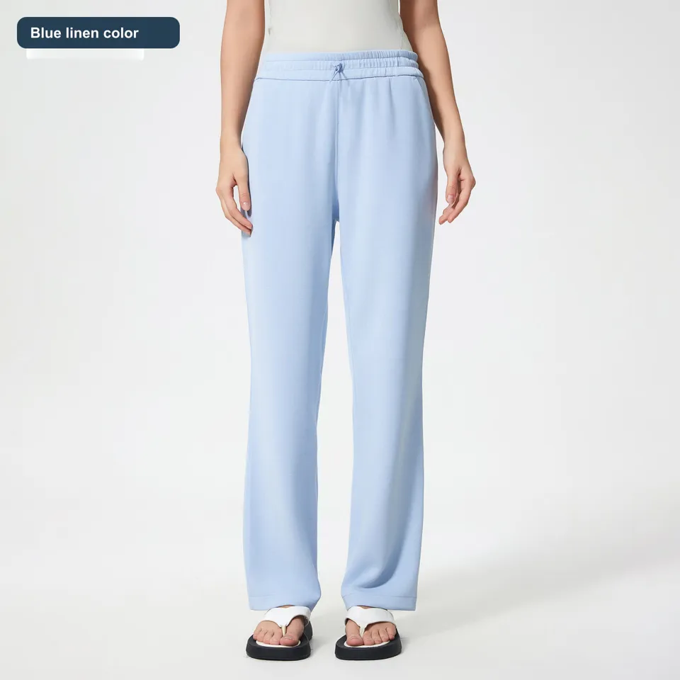 LS-B0539 Women's Cotton Wide-Leg Pants in Blue linen color, original product photograph
