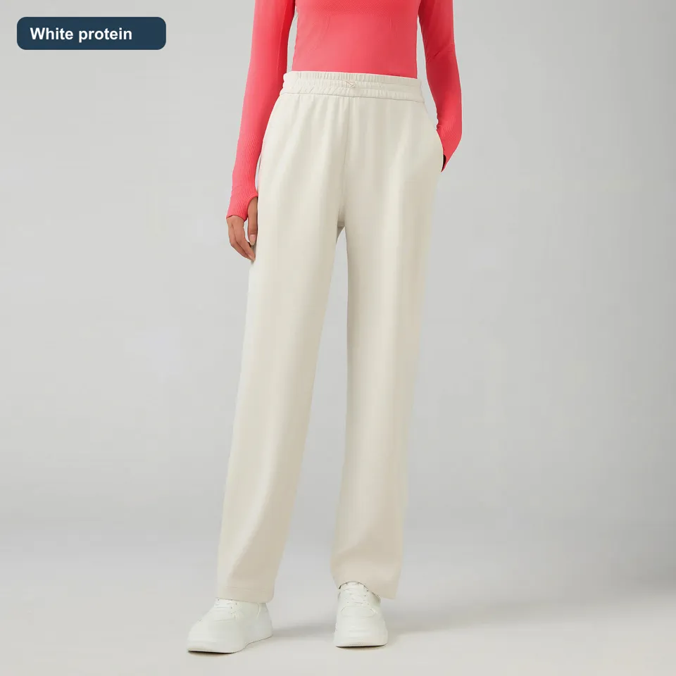 LS-B0539 Women's Cotton Wide-Leg Pants in White protein, original product photograph