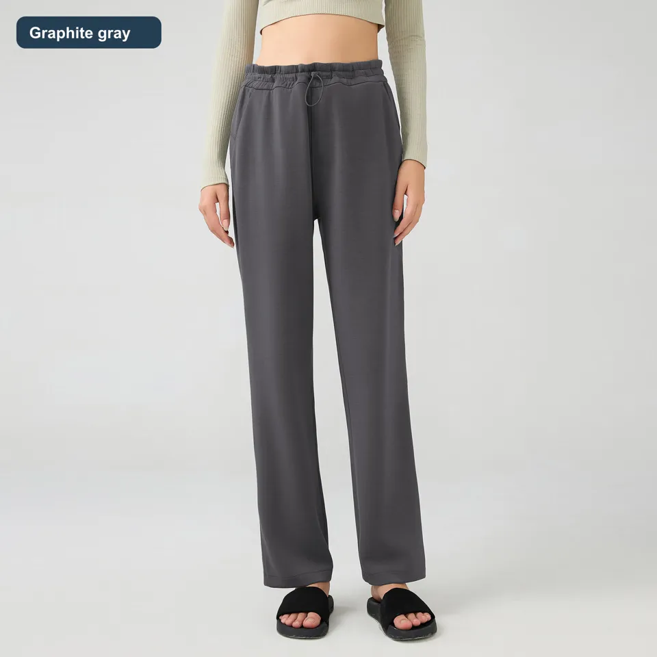 LS-B0539 Women's Cotton Wide-Leg Pants in Graphite gray, original product photograph