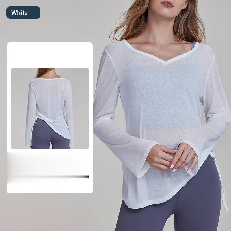 LS-B0586 Women's Cotton Yoga Cover-Up in White, original product photograph