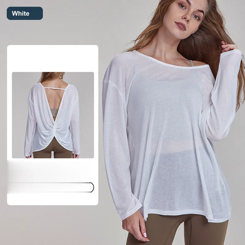 LS-B0587 Women's Cotton Yoga Cover-Up in White, original product photograph