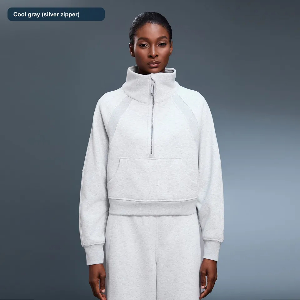 LS-B0589 Women's Cotton Yoga Cover-Up in Cool gray (silver zipper), original product photograph