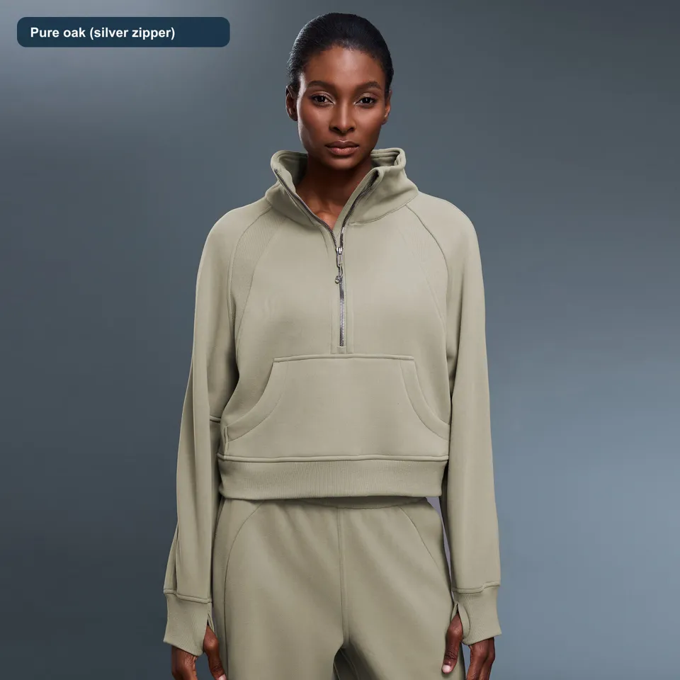 LS-B0589 Women's Cotton Yoga Cover-Up in Pure oak (silver zipper), original product photograph