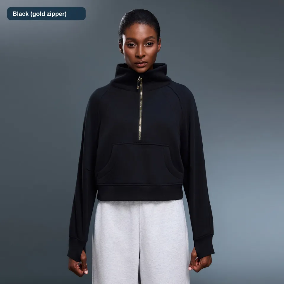 LS-B0589 Women's Cotton Yoga Cover-Up in Black (gold zipper), original product photograph