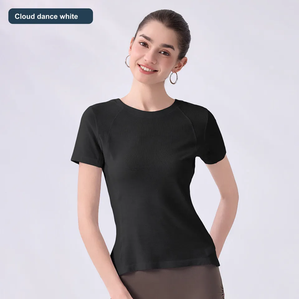 LS-B0609 Women's Lyocell Yoga T-Shirt in Cloud dance white, original product photograph
