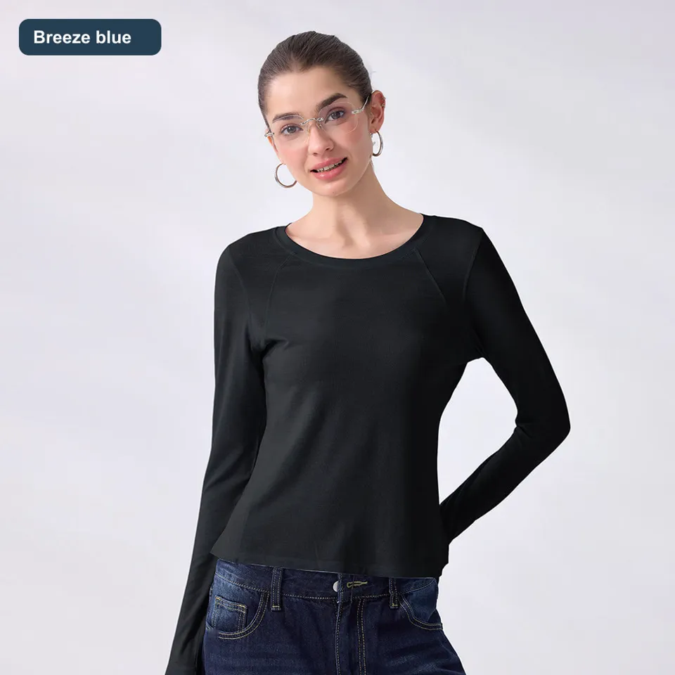 LS-B0610 Women's Lyocell Yoga T-Shirt in Breeze blue, original product photograph