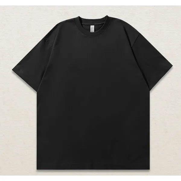 LS-B0645 260 GSM Blank Drop-Shoulder Premium Heavyweight T-Shirt in Black, original product photograph