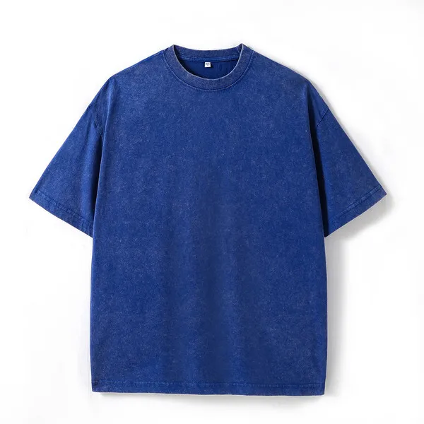 LS-B0646 230 GSM Blank Drop-Shoulder Premium Heavyweight T-Shirt in Retro Color Blue, original product photograph