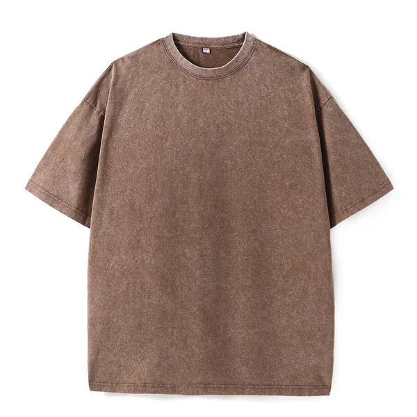 LS-B0646 230 GSM Blank Drop-Shoulder Premium Heavyweight T-Shirt in Vintage Coffee, original product photograph