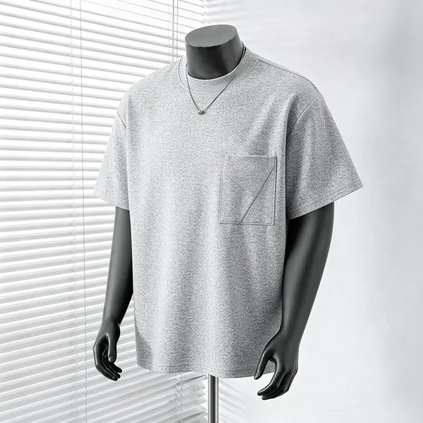 LS-B0647 Blank Drop-Shoulder Premium Heavyweight T-Shirt in Grey, original product photograph