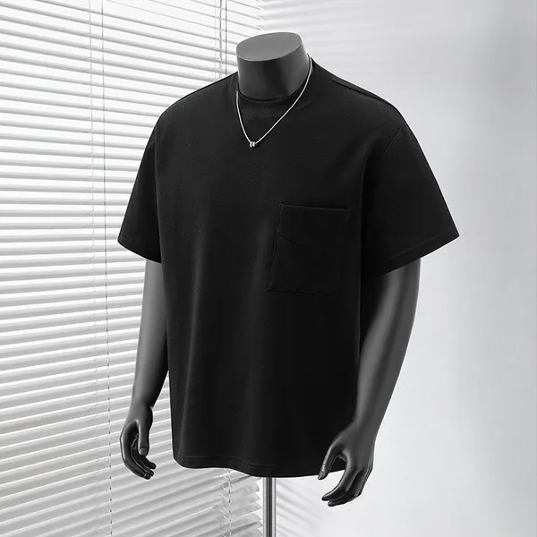 LS-B0647 Blank Drop-Shoulder Premium Heavyweight T-Shirt in Black, original product photograph