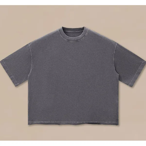 LS-B0650 260 GSM Blank Premium Heavyweight T-Shirt in Washed Carbon Ash, original product photograph