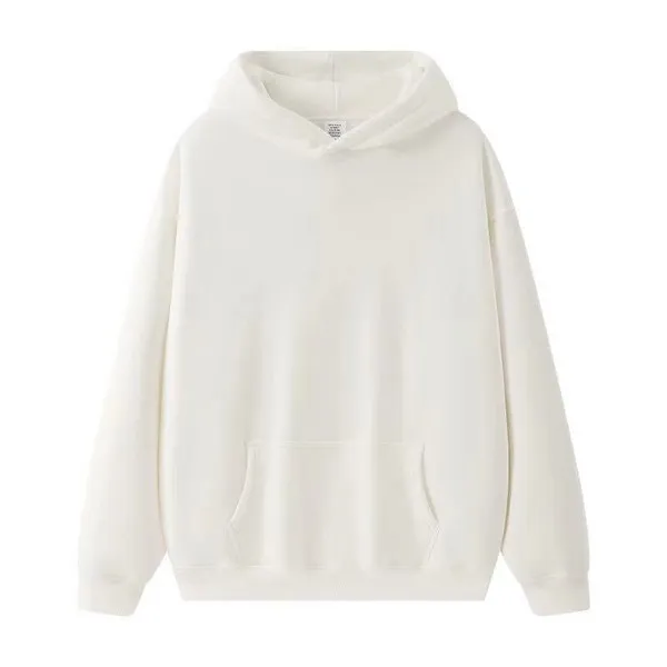 LS-B0656 Blank Fleece Pullover Hoodie in White, original product photograph