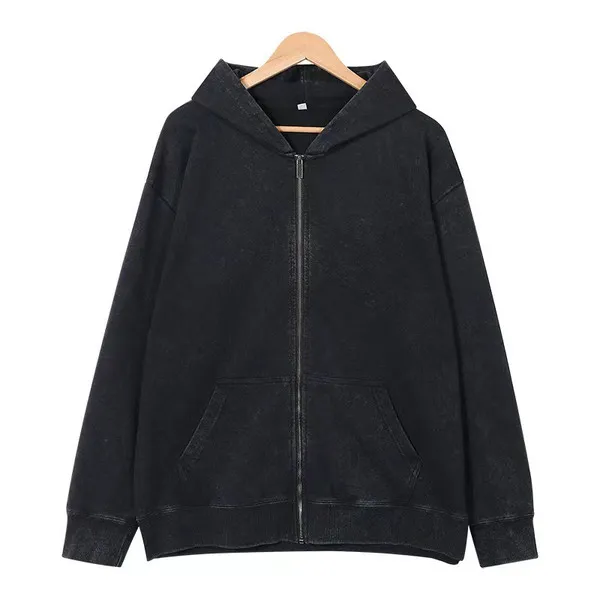 LS-B0661 Washed Black Sweatshirt front view — original product photograph