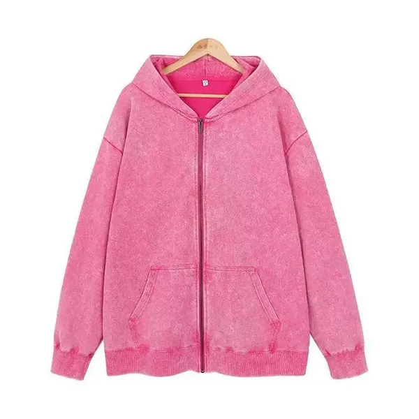 LS-B0661 Blank Zip-Up Hoodie in Rose Red Sweatshirt, original product photograph