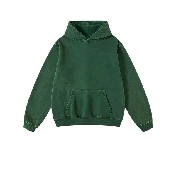 LS-B0663 Blank Fleece Pullover Hoodie in Dark Green, original product photograph