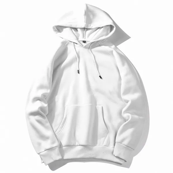 LS-B0664 Blank Fleece Pullover Hoodie in White, original product photograph