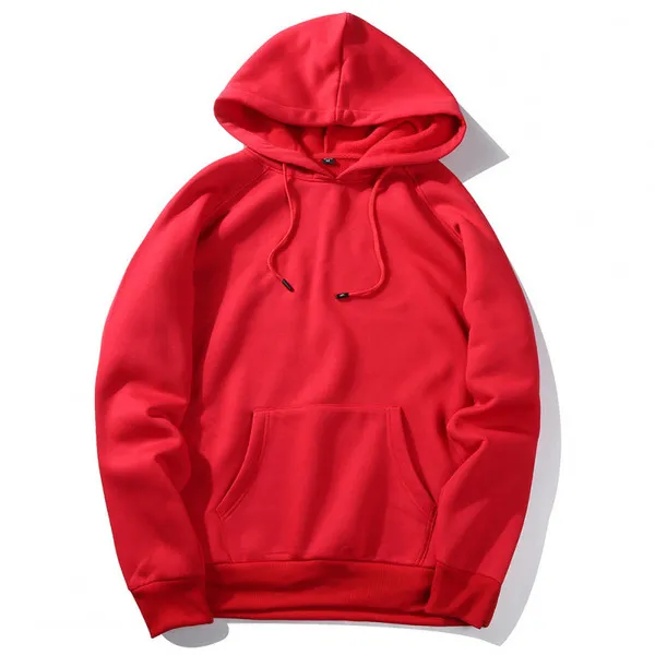 LS-B0664 Blank Fleece Pullover Hoodie in Red, original product photograph