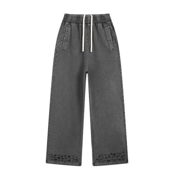 LS-B0672 360 GSM Blank Wide-Leg Joggers in Washed Gray, original product photograph