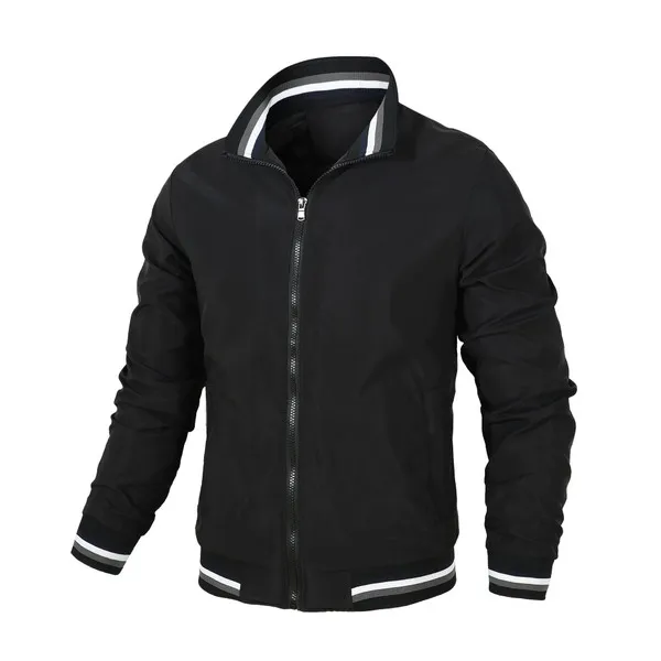 LS-B0681 Blank Varsity Bomber Jacket in Black, original product photograph