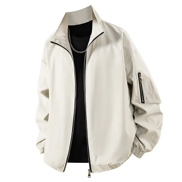 LS-B0685 Blank Varsity Bomber Jacket in (Sanyi) W600 Khaki, original product photograph