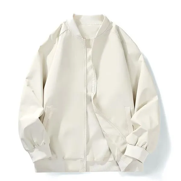 LS-B0687 Blank Lightweight Bomber Jacket in White, original product photograph