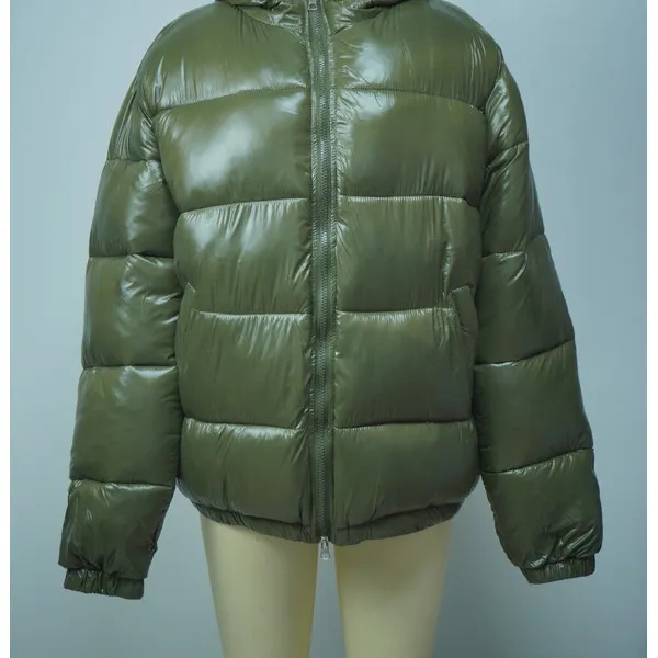 LS-B0688 Blank Padded Puffer Winter Jacket in Military Green, original product photograph