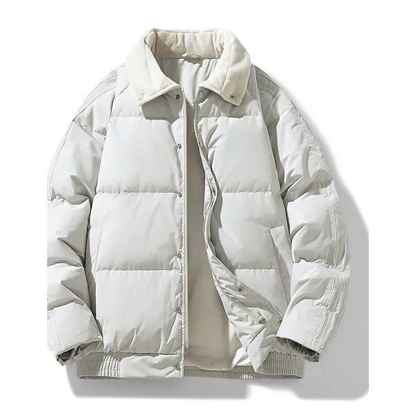 LS-B0689 Blank Padded Puffer Winter Jacket in Light Gray, original product photograph