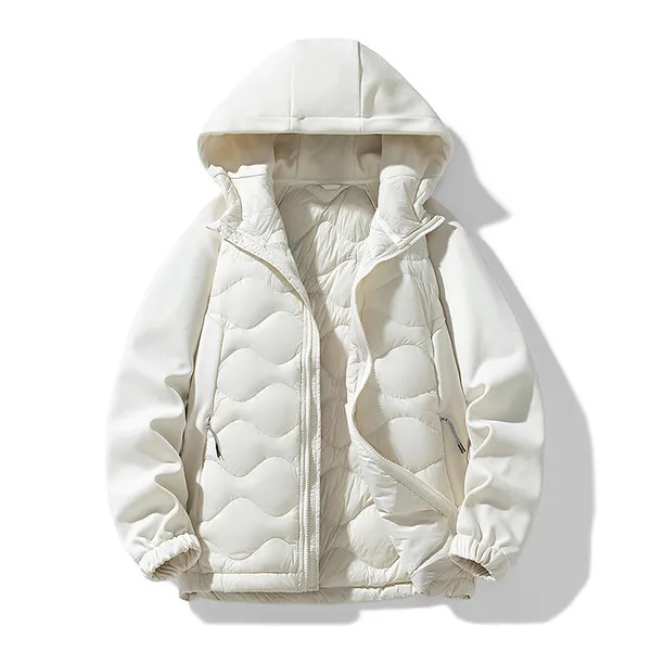 LS-B0690 Blank Padded Puffer Winter Jacket in Agate White, original product photograph