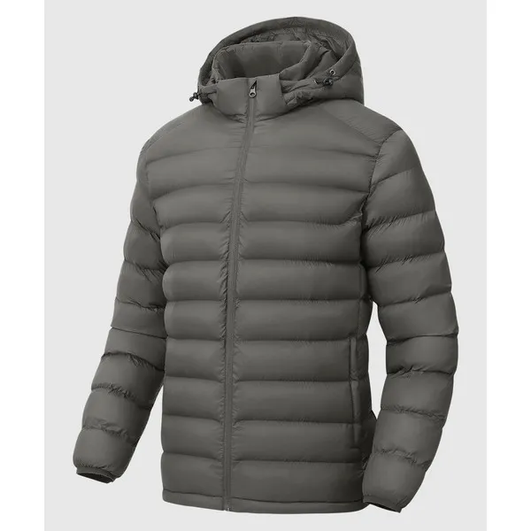 LS-B0691 Blank Padded Puffer Winter Jacket in Grey, original product photograph