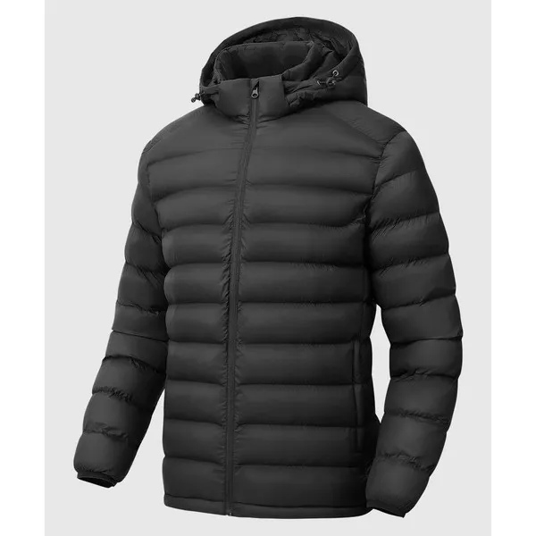 LS-B0691 Blank Padded Puffer Winter Jacket in Black, original product photograph