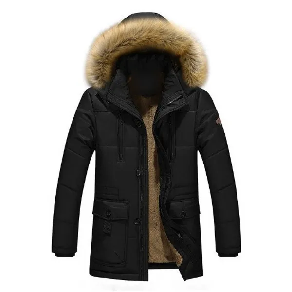 LS-B0694 Blank Padded Puffer Winter Jacket in Black, original product photograph
