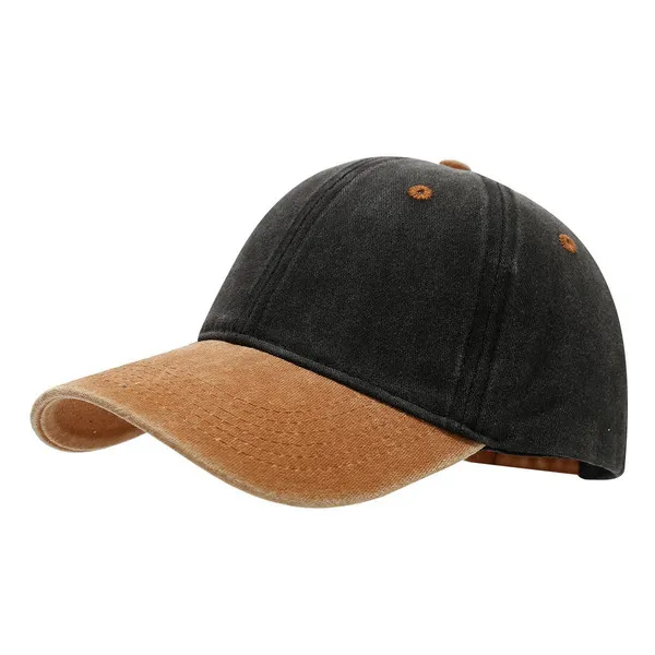 LS-B0704 Blank Adjustable Baseball Cap in Black Earthy Yellow Eaves, original product photograph