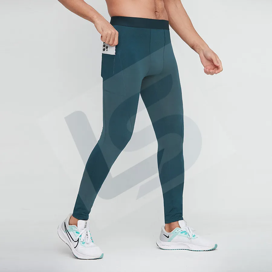 LS-B0730 Men's Running Tights in Green, original product photograph